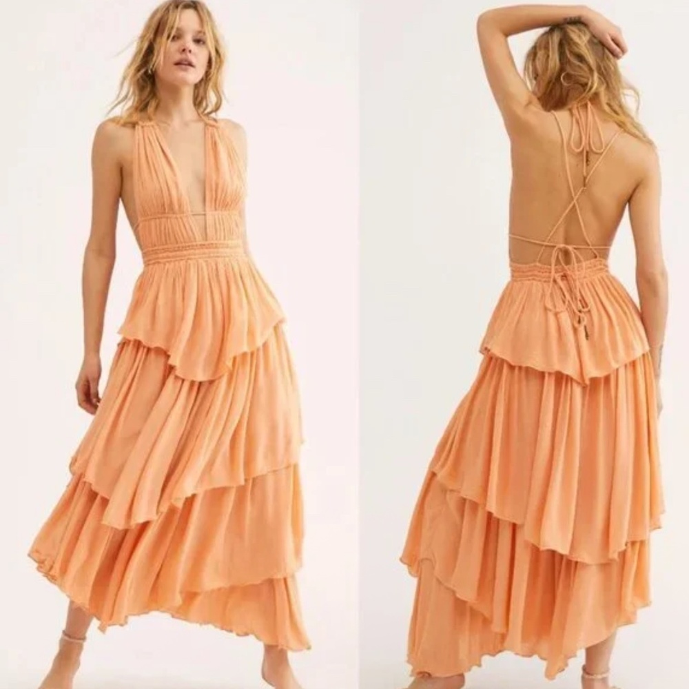 Free People Drop Dead Beauty Maxi Dress in Orange